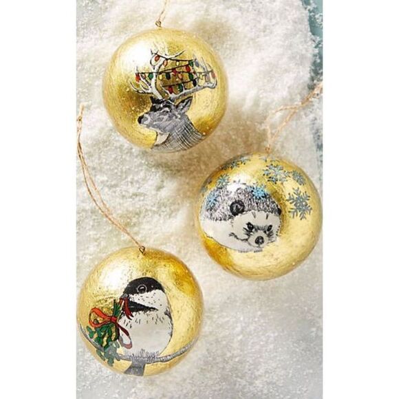 ANTHROPOLOGIE Forest Tidings Ornament Set Animals Sullivan Elaine Anlyan NEW - Picture 1 of 1